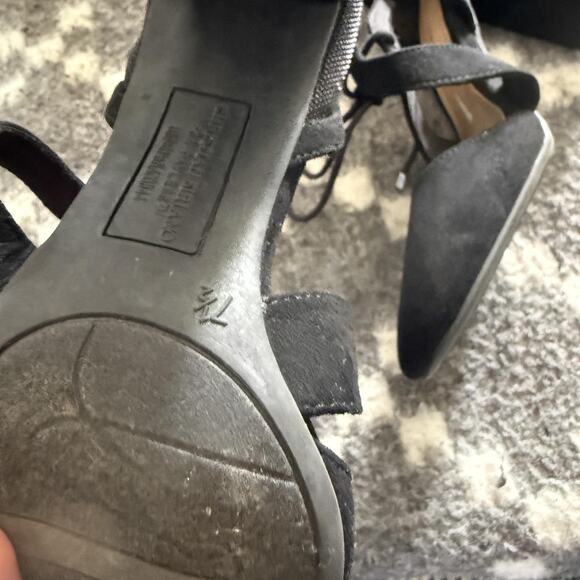 Christian Siriano Shoes Size 7.5 Suede Block Heel Lace Up Mesh Pumps Whimsigoth - Picture 8 of 9